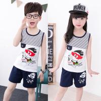 [促销][背心+短裤]儿童背心套装夏韩版儿童两件套男女宝宝棉无袖小孩运动短裤童装背心加短裤夏天宝宝必备