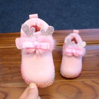 [促销]2018冬季新款儿童棉皮鞋女童公主鞋加绒保暖宝宝棉鞋1-2-3岁韩版