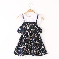 [促销]女童连衣裙2018夏季新款假两件女宝宝碎花儿童裙子宝宝雪纺背带裙