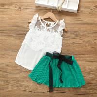 [促销]童装儿童宝宝女童夏装2016新款套装小孩衣服女孩雪纺休闲两件套潮