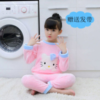 [促销]冬季儿童加厚法兰绒睡衣男孩女童小孩珊瑚绒卡通绒宝宝家居服套装