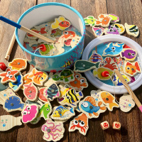 [促销]木质磁性儿童小猫钓鱼玩具池套装小孩男孩女宝宝拼图1-2-3岁