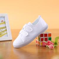 [促销]幼儿园小白鞋学生帆布白布儿童体表演男女童双粘扣魔术贴小孩鞋