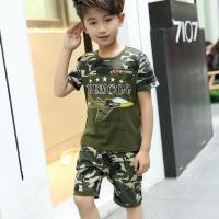 [促销]童装男童夏季短袖2018迷彩套装中大童儿童T恤两件套宝宝夏装军装