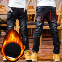 [促销]韩版男童加绒加厚牛仔裤男童裤子秋冬儿童长裤童裤童装男孩牛仔裤