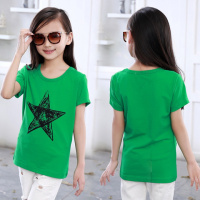 [促销][纯棉短袖T恤不起球]夏装女童夏季中童中大童女孩白色体恤上衣