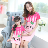 [促销]女童睡裙夏季纯棉亲子母女儿童睡衣女孩短袖家居服公主连衣裙薄款