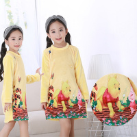 [促销]加绒加厚睡衣宝宝睡衣女童睡衣3-14岁家居服法兰绒睡裙女童睡衣