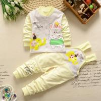 [促销]宝宝背带裤套装秋款纯棉婴儿背带裤宝宝秋装套装男女儿童秋衣套装纯棉保暖宝宝开衫上衣长袖小孩衣服家居服春秋款