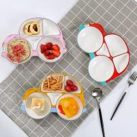 [促销]买一送一送精美卡通勺子宝宝餐盘儿童餐具分格盘陶瓷创意饭盘卡通汽车早餐盘子碗可爱家用可爱幼儿园宝宝早餐饭盘碗碟分格