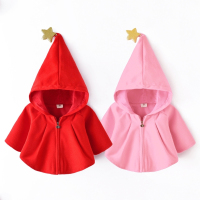 [促销]小孩上衣女童斗篷秋季秋装披风圣诞帽中小女宝宝儿童外套女孩披肩