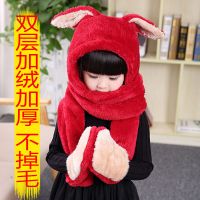 [促销]双层加厚不毛不色三件套秋冬季加绒保暖小孩儿童围巾手套帽子