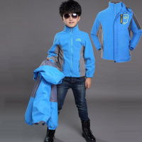 [促销]童装男童外套两件套男童加绒冲锋衣秋冬款加厚外套可拆卸冲锋衣女