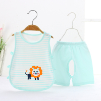 [促销][夏季上新 无荧光剂]婴儿衣服儿纯棉无袖套装宝宝琵琶套0-1