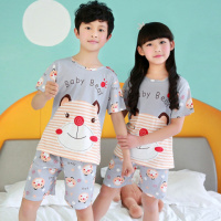 [促销]夏季套装短袖薄款男女童套装绸棉质家居服儿童睡衣童装女卡通童装