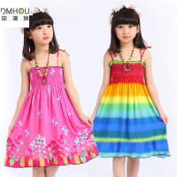 [促销]2018新款女童夏装连衣裙儿童女孩韩版带裙童装棉公主裙子沙滩裙