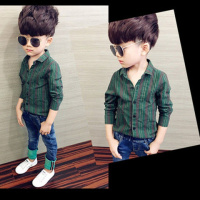 [促销]好奇都督男童儿童立领衬衫新款加绒长短袖可选衣宝宝碎花短袖衬衫
