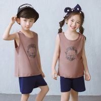 [促销][纯棉套装]儿童背心套装夏装童装两件套女童男童打底衫休闲运动