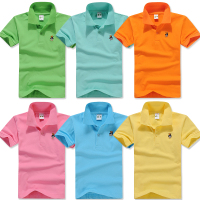 [促销]童装夏季儿童短袖T恤纯棉翻领男童女童短袖polo衫纯色校服演出服