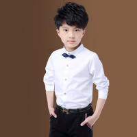 [促销]男童衬衫长袖春秋款7小学生学院风衬衫校服演出服8男女孩白衬衣15