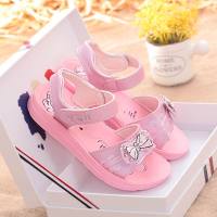 [促销][质保一月]宝宝中大女童水钻软皮凉鞋女孩软底学生蝴蝶结儿童鞋