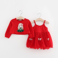 [促销]女童装女宝宝春秋装套装0-1-3岁2公主婴儿外出服带长袖两件套裙