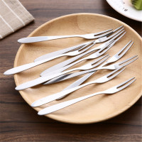 5只装家用冰淇淋叉水果叉不锈钢蛋糕叉月饼刀叉月饼叉水果签