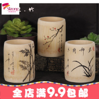 定制刻字天然竹笔筒创意办公用学生毕业礼品定制商务毛笔筒