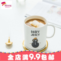 马克杯带盖勺喝水杯子陶瓷杯情侣创意简约牛奶杯早餐杯咖啡杯