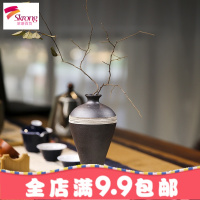 景德镇陶瓷器古典禅意小花瓶插花摆件客厅餐桌茶道装饰品复古黑陶