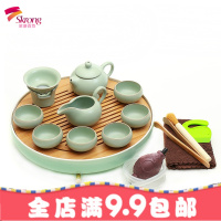 干泡茶盘陶瓷茶台泡茶茶壶茶杯子6只装日式功夫茶具套装家用简约
