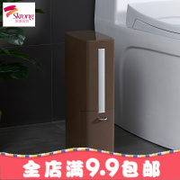 日式卫生间垃圾桶家用夹缝垃圾筒马桶刷套装带盖窄型小号厕所纸篓