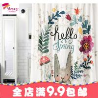 美式卡通田园小兔加厚涤纶防水防霉卫生间浴帘隔断帘帘包邮送环