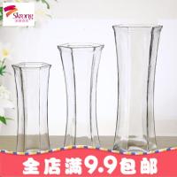 富贵竹花瓶六角花瓶桌面玻璃花器客厅摆件百合花花瓶透明花瓶