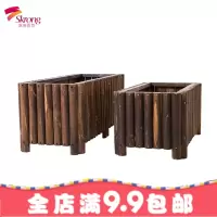 防腐木花箱楼顶长方形户外阳台种植箱特大号花定制碳化实木花盆