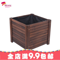 防腐木花箱碳化实木花盆木质阳台户外长正方形特大号种树大花盆