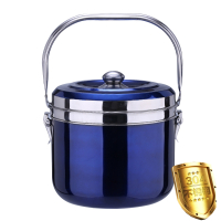 加厚不锈钢节能省电免火再煮锅汤炖蒸焖烧锅保温锅气电两用正 加厚宝石蓝9L(SUS)