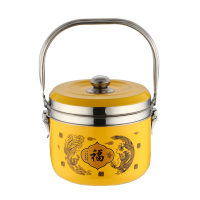 加厚不锈钢节能省电免火再煮锅汤炖蒸焖烧锅保温锅气电两用正 加厚龙凤呈祥黄9L