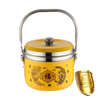 加厚不锈钢节能省电免火再煮锅汤炖蒸焖烧锅保温锅气电两用正 加厚龙凤黄6.8L(SUS)
