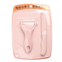 小麦秸秆切菜砧板家用菜板切水果厨房面板小宝宝辅食案板塑料擀面 陶瓷水果刀套装[北欧粉]