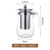 飘逸杯泡茶壶玻璃冲茶器大容量不锈钢内胆过滤花茶壶家用茶具套装 8082壶750ML