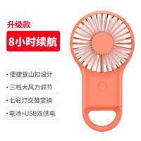 纳丽雅(Naliya)手持小风扇 USB可充电超迷你便携式随身超静 鲜橙红[8小时续航★三档调风★LED七彩灯]-卡扣款