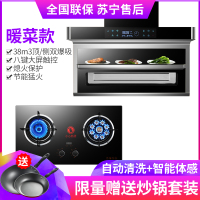 纳丽雅(Naliya)抽油烟机家用厨房自动清洗顶吸侧吸式双吸7字型套餐 暖菜宝油烟机九枪定时灶套餐两件套套餐送炒锅