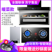 纳丽雅(Naliya)抽油烟机家用厨房自动清洗顶吸侧吸式双吸7字型套 暖菜宝油烟机九枪定时灶热水器三件套套餐送炒锅