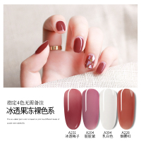 美甲工具套装全套开店专业初学者家用新手做指甲油胶光疗机烤灯 冰透果冻4色套装