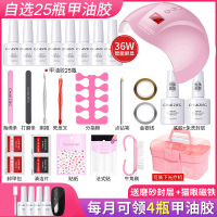 美甲工具套装全套开店初学者家用专业做指甲油胶速干 48W光疗机灯 更上一层(选25瓶胶)色号前加H36W+工具箱