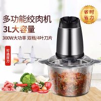 绞肉机家用电动多功能小型切打肉馅机绞碎菜机搅拌辣椒酱蒜蓉馅机 双档不锈钢机头+2L玻璃杯(一副刀)
