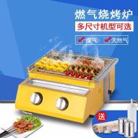 液化气烧烤炉商用煤气天然气烤架生蚝面筋扇贝烤鱼炉 大二头带钢罩赠烧烤工具1套