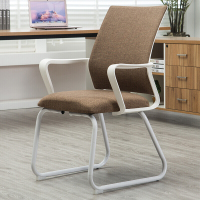 苏宁放心购新款电脑椅家用网椅弓形职员椅升降椅转椅现代简约办公椅子学生靠背椅 白框咖啡色绒布 钢制脚 固定扶手简约新款