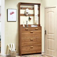 苏宁放心购翻斗窄鞋柜实木色简约现代带抽屉经济型厅柜带衣架家用鞋架 双层双抽100长24厚220高 组装简约新款